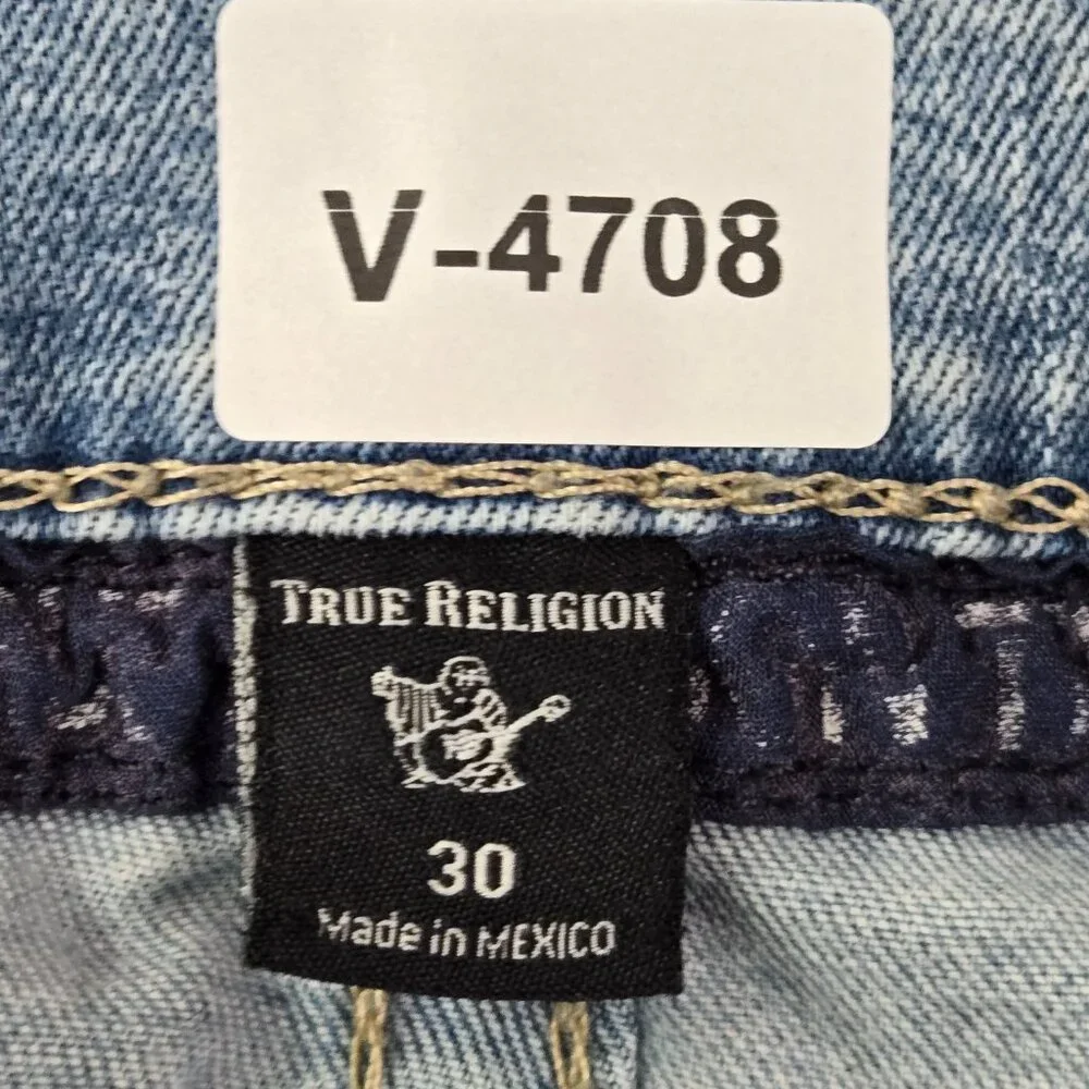 True Religion Men Jeans 30 Blue Denim Geno Relaxed Slim Light Wash 32